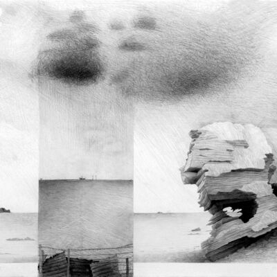 Large working drawing No 8 – Dunbeath, looking out from Caithness coast Large working drawing No 8 – Dunbeath, looking out from Caithness coast