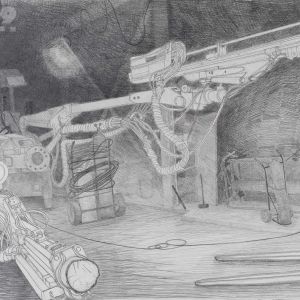 Boomer, repair workshop, Mt Lyell Boomer, repair workshop, Mt Lyell