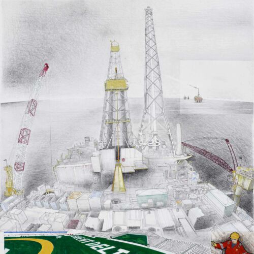 The Brent Field, 2016, mixed media on paper, 666mm x 850mm. The Brent Field, 2016, mixed media on paper, 666mm x 850mm.